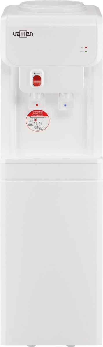 Vatten V19WK, White кулер для воды3532 Vatten V19WK, White кулер для воды3532Кулер VATTEN V19WK с верхней загрузкоймощность нагрева 440ВТ, охлаждения 105 вт. Произ-ть хол/гор- 2,7/7 л/часкомпрессорное охлаждение, пуш кран, напольный, индикатор