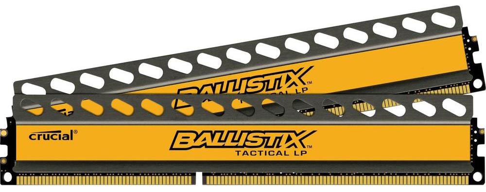 Crucial Ballistix Tactical LP DDR3L 2x4Gb 1600 МГц комплект модулей оперативной памяти (BLT2C4G3D1608ET3LX0CEU)BLT2C4G3D1608ET3LX0CEU Crucial Ballistix Tactical LP DDR3L 2x4Gb 1600 МГц комплект модулей оперативной памяти (BLT2C4G3D1608ET3LX0CEU)BLT2C4G3D1608ET3LX0CEUМодули оперативной памяти Crucial Ballistix Tactical LP типа DDR3L предоставляют качество работы, надежность и производительность, требуемую для современных компьютеров сегодня. Оснащены теплоотводом, выполненным из чистого алюминия, что ускоряет рассеяние тепла. Благодаря низкому напряжению (1,35 В), снижается потребление энергии, что обеспечивает меньший нагрев и бесшумную работу ПК.Общий объем памяти составляет 8 ГБ, что позволит свободно работать со стандартными, офисными и профессиональными ресурсоемкими программами, а также современными требовательными играми. Работа осуществляется при тактовой частоте 1600 МГц и пропускной способности, достигающей до 12800 Мб/с, что гарантирует качественную синхронизацию и быструю передачу данных, а также возможность выполнения множества действий в единицу времени. Параметры тайминга 8-8-8-24 гарантируют быструю работу системы. Имеется поддержка XMP для удобного разгона в автоматическом режиме.