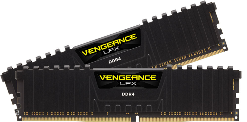 Corsair Vengeance LPX DDR4 2х16Gb 2400 МГц, Black комплект модулей оперативной памяти (CMK32GX4M2A2400C14)CMK32GX4M2A2400C14 Corsair Vengeance LPX DDR4 2х16Gb 2400 МГц, Black комплект модулей оперативной памяти (CMK32GX4M2A2400C14)CMK32GX4M2A2400C14Модули памяти Vengeance LPX разработаны для более эффективного разгона процессора. Теплоотвод выполнен из чистого алюминия, что ускоряет рассеяние тепла, а восьмислойная печатная плата значительно эффективнее распределяет тепло и предоставляет обширные возможности для разгона. Каждая интегральная микросхема проходит индивидуальный отбор для определения уровня потенциальной производительности.Форм-фактор DDR4 оптимизирован под новейшие материнские платы серии Intel X99/100 Series и обеспечивает повышенную частоту, расширенную полосу пропускания и сниженное энергопотребление по сравнению с модулями DDR3. В целях обеспечения стабильно высокой производительности модули Vengeance LPX DDR4 проходят тестирование совместимости на материнских платах серии X99/100 Series. Имеется поддержка XMP 2.0 для удобного разгона в автоматическом режиме.Максимальная степень разгона ограничивается рабочей температурой. Уникальный дизайн теплоотвода Vengeance LPX обеспечивает оптимальный отвод тепла от интегральных микросхем в канал охлаждения системы, чтобы вы могли добиться большего.Vengeance LPX будет готов к появлению первых материнских плат Mini-ITX и MicroATX для памяти DDR4. Его компактный форм-фактор оптимально подходит для размещения в небольших корпусах или в системах, где требуется оставить свободным максимум внутреннего пространства.
