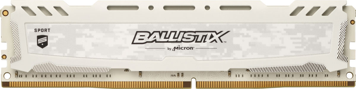 Crucial Ballistix Sport LT DDR4 8Gb 2666 МГц, White модуль оперативной памяти (BLS8G4D26BFSCK)BLS8G4D26BFSCK Crucial Ballistix Sport LT DDR4 8Gb 2666 МГц, White модуль оперативной памяти (BLS8G4D26BFSCK)BLS8G4D26BFSCKМодуль оперативной памяти Crucial Ballistix Sport LT типа DDR4 обеспечивает увеличенную рабочую частоту (по сравнению с предыдущем поколением) при сниженном тепловыделении и экономном энергопотреблении. Благодаря низкому напряжению (1,2 В), снижается потребление энергии, что обеспечивает отсутствие нагрева и бесшумную работу ПК. Теплоотвод выполнен из чистого алюминия, что ускоряет рассеяние тепла.Объем памяти в 8 ГБ позволит свободно работать со стандартными, офисными и профессиональными ресурсоемкими программами, а также современными требовательными играми. Работа осуществляется при тактовой частоте 2666 МГц и пропускной способности, достигающей до 21300 Мб/с, что гарантирует качественную синхронизацию и быструю передачу данных, а также возможность выполнения множества действий в единицу времени. Параметры тайминга 16-18-18-38 гарантируют быструю работу системы. Имеется поддержка XMP 2.0 для удобного разгона в автоматическом режиме.