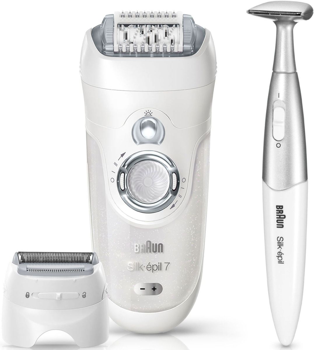 Braun Silk-epil 7 Wet&Dry 7-561 эпилятор с триммером81611907 Braun Silk-epil 7 Wet&Dry 7-561 эпилятор с триммером81611907Наиболее эффективен на коротких волосках. Практически безболезненный при повторном использовании. В набор входит бесплатный триммер для зоны бикини, позволяющий бережно удалять волоски без использования воска. Преимущества:- Процедура эпиляции позволяет удалить в 4 раза более короткие волоски, чем воск- Беспроводный эпилятор с технологией Wet & Dry. При регулярном применении процедура становится практически безболезненной- Триммер для зоны бикини в качестве бонуса - Включает бритвенную головку и насадку-триммер