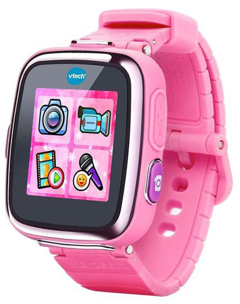 Vtech Детские наручные часы Kidizoom SmartWatch DX цвет розовый80-171610 Vtech Детские наручные часы Kidizoom SmartWatch DX цвет розовый80-171610Цифровые часы Vyech Kidizoom Smartwatch DX - уникальный наручный гаджет для детей! Это умнейшее цифровое устройство не только может показывать время, но и фотографировать, снимать видеоролики, записывать голос, обрабатывать изображения и даже играть с ребенком в интересные игры! Умные часы Kidizoom Smartwatch имеют сенсорный экран диагональю 1,44 дюйма. В интерфейсе гаджета ребенок найдет более 50 различных вариантов заставок и циферблатов, как в цифровом, так и в аналоговом вариантах. Функция будильника научит малыша контролировать время и просыпаться вовремя. При установке будильника ребенок сможет выбрать любой из 10 вариантов звонков и анимированных заставок.С мощным встроенным аккумулятором часы будут работать без подзарядки до 2 недель, а прочный прорезиненный корпус защитит часы от попадания влаги. Камера 0,3 Мпикс позволяет делать фото и видеоролики прямо с часов! Применив необычные фильтры и эффекты к фото и видеороликам, можно перенести изображения на компьютер при помощи usb-кабеля, который входит в комплект. Шагомер, калькулятор, таймер, диктофон, календарь и увлекательные игры делают этот уникальный гаджет не только полезным, но и интересным.Особенности часов:Цифровая камера: 0.3 Мп (ребенок может делать фото прямо часами)Цветной сенсорный дисплей 1.44 дюйма,256 МБ встроенной памяти (на 800 фото),Трехмерный циферблат,Запись видеороликов, диктофон, слайд-шоу,5 игр (в том числе с датчиком движений) + 3 веселых приложения-игры,Будильник, секундомер, таймер,Калькулятор, шагомер, спортивный вызов (3 приложения),Возможность подключения к ПК (micro USB-кабель в комплекте),Возможность применять забавные эффекты к фотографиям, видеороликам и аудиозаписям,Закачка новых игр, приложений и спецэффектов через сервис VTech Learning Lodge,Li-ion аккумулятор (встроенный),Ударопрочный, прорезиненный корпус.Длина ремешка 22 см. Размер дисплея 5х5 см. Продается в стильной коробке и идеально подходит в качестве подарка.Компания Vtech - лидирующий поставщик электронных обучающих игрушек для детей. Цифровые игрушки и товары для детей Витек позволяют детям развивать свои творческие навыки, креативность, способность изучать окружающий мир, учиться читать и считать.