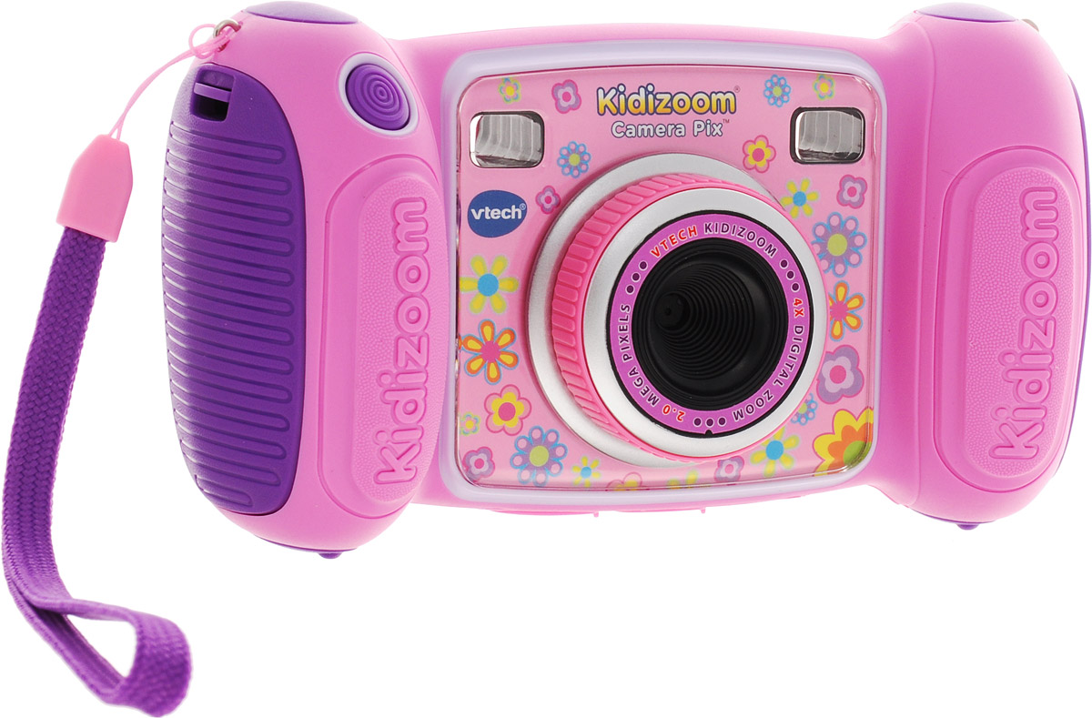 Vtech Детская цифровая фотокамера Kidizoom Camera Pix цвет розовый80-193650 Vtech Детская цифровая фотокамера Kidizoom Camera Pix цвет розовый80-193650Цифровая камера Kidizoom Camera Pix от производителя Vtech - это очень прочная и простая в использовании цифровая камера, созданная специально для детей! Камера позволяет снимает фото и видео с забавными эффектами, снимает в специальном режиме селфи.Kidizoom оснащен различными творческими инструментами, которые позволят украсить фотографии с помощью интересных рамок, штампов и других интересных эффектов. С Kidizoom можно создавать собственную анимацию! В дополнение к этому, с помощью Kidizoom Camera Pixможно записывать голос с 5 эффектами изменения голоса или играть в любую из встроенных 4 игр.Особенности камеры:Разрешение: 1.3 Мп,Зум: 4-х кратный,128 МБ встроенной памяти (на 1000 фото) + слот для microSD/SDHC карт,Запись видеороликов,4 игры,Диктофон,Возможность подключения к ПК (USB кабель входит в комплект),Двойной видоискатель + цветной дисплей 1.8,Множество спецэффектов для фотографий и видеороликов,Закачка новых игр и спецэффектов через сервис Vtech Learning Lodge.Продается в стильной коробке и идеально подходит в качестве подарка. Требуются 4 батарейки типа АА (в комплект не входят).Компания Vtech - лидирующий поставщик электронных обучающих игрушек для детей. Цифровые игрушки и товары для детей Vtech позволяют детям развивать свои творческие навыки, креативность, способность изучать окружающий мир, учиться читать и считать.