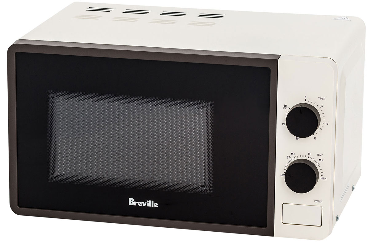 Breville W365 СВЧ-печь67093 Breville W365 СВЧ-печь67093Breville W365 - СВЧ-печь с простым и надежным механическим управлением и базовым функционалом. Объем внутренней камеры печи составляет 20 л. Максимальная выходная мощность микроволн – 700 Вт, всего предусмотрено 6 режимов, позволяющих экспериментировать с приготовлением блюд.Панель управления печи Breville W365 представляет собой два поворотных переключателя, при помощи которых задается уровень мощности и время приготовления. Механический таймер устанавливается на срок до 30 минут. В конце заданной программы прозвучит звуковой сигнал. Внутренняя камера снабжена подсветкой, которая активируется во время работы печи и при открытой дверце. Дверца печи навесная и открывается при помощи кнопки. Печь снабжена вращающимся стеклянным подносом диаметром 24,5 см.