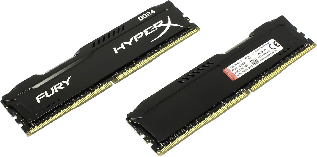 Kingston HyperX Fury DDR4 DIMM 16GB (2х8GB) 2666МГц комплект модулей оперативной памяти (HX426C15FBK2/16)HX426C15FBK2/16 Kingston HyperX Fury DDR4 DIMM 16GB (2х8GB) 2666МГц комплект модулей оперативной памяти (HX426C15FBK2/16)HX426C15FBK2/16Модуль памяти Kingston HyperX Fury DDR4 автоматически разгоняется до максимальной заявленной частоты и обеспечивает максимальную производительность для системных плат с чипсетами Intel серии 100 и X99. Это недорогое решение для использования с 2-, 4-, 6- и 8-ядерными процессорами Intel повышает скорость редактирования видео, 3D-рендеринга, компьютерных игр и AI-процессинга. Его стильный низкопрофильный теплоотвод с характерным дизайном FURY сразу подчеркнет оригинальный внешний вид вашей системы.HyperX Fury DDR4 - это первая линейка продукции, предлагающая автоматический разгон до максимальной заявленной частоты. Получите максимальную скорость без необходимости ручной настройки.Низкое энергопотребление HyperX Fury DDR4 обеспечивает пониженное выделение тепла и высокую надежность. Благодаря низкому напряжению (1,2 В), снижается потребление энергии, что обеспечивает отсутствие нагрева и бесшумную работу ПК.Выделитесь из толпы и придайте своей системе стиль, добавив в нее культовый асимметричный теплоотвод Fury. Модуль памяти HyperX Fury, предлагаемый в черном цвете с черной печатной платой, дополняет системную плату с чипсетами Intel серии 100 и X99.