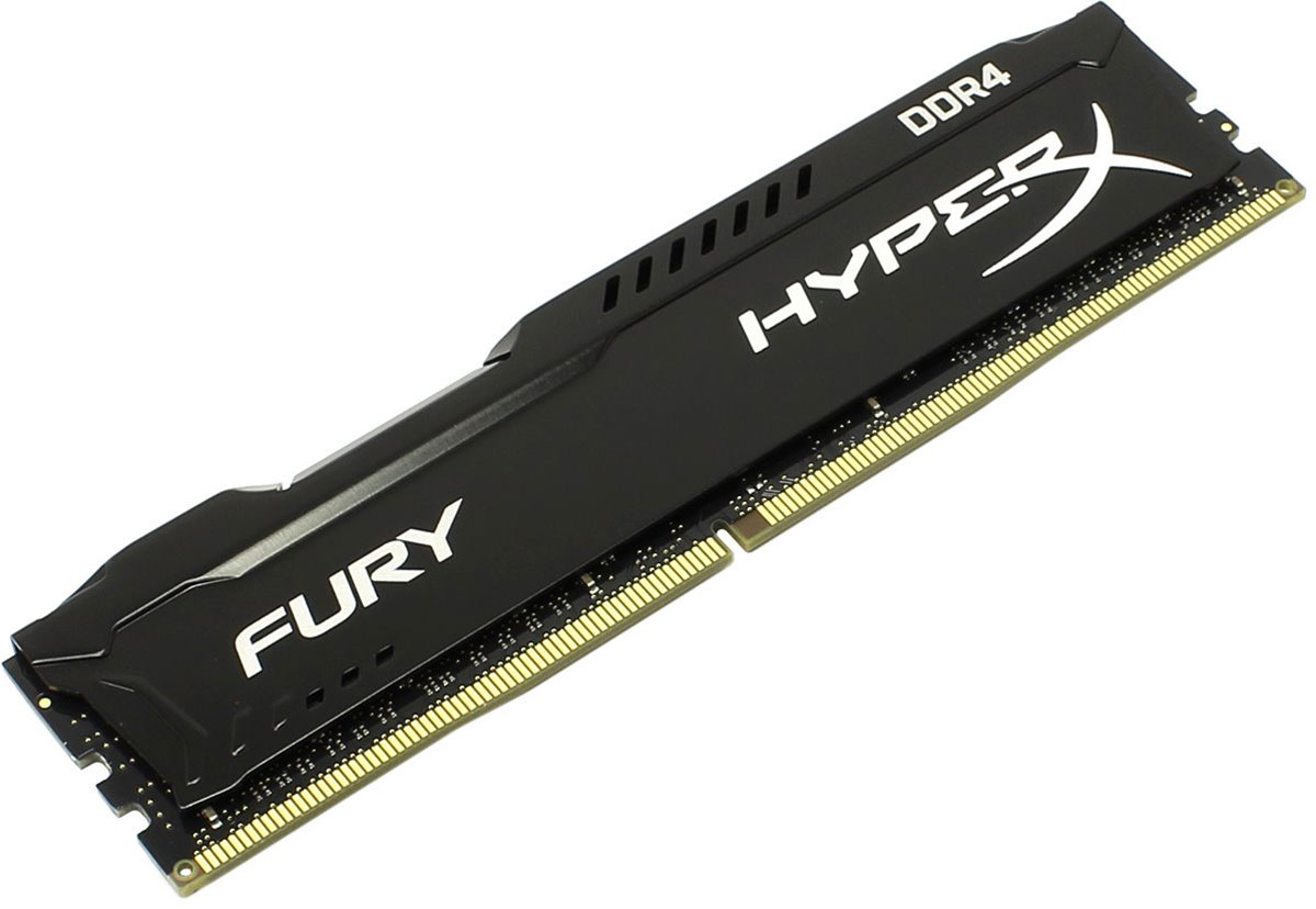 Kingston HyperX Fury DDR4 DIMM 16GB 2133МГц модуль оперативной памяти (HX421C14FB/16)HX421C14FB/16 Kingston HyperX Fury DDR4 DIMM 16GB 2133МГц модуль оперативной памяти (HX421C14FB/16)HX421C14FB/16Модуль памяти Kingston HyperX Fury DDR4 автоматически разгоняется до максимальной заявленной частоты и обеспечивает максимальную производительность для системных плат с чипсетами Intel серии 100 и X99. Это недорогое решение для использования с 2-, 4-, 6- и 8-ядерными процессорами Intel повышает скорость редактирования видео, 3D-рендеринга, компьютерных игр и AI-процессинга. Его стильный низкопрофильный теплоотвод с характерным дизайном FURY сразу подчеркнет оригинальный внешний вид вашей системы.HyperX Fury DDR4 - это первая линейка продукции, предлагающая автоматический разгон до максимальной заявленной частоты. Получите максимальную скорость без необходимости ручной настройки.Низкое энергопотребление HyperX Fury DDR4 обеспечивает пониженное выделение тепла и высокую надежность. Благодаря низкому напряжению (1,2 В), снижается потребление энергии, что обеспечивает отсутствие нагрева и бесшумную работу ПК.Выделитесь из толпы и придайте своей системе стиль, добавив в нее культовый асимметричный теплоотвод Fury. Модуль памяти HyperX Fury, предлагаемый в черном цвете с черной печатной платой, дополняет системную плату с чипсетами Intel серии 100 и X99.