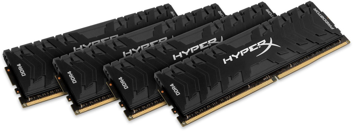 Kingston Predator DDR4 DIMM 16GB (4х4GB) 3200МГц комплект модулей оперативной памяти (HX432C16PB3K4/16)HX432C16PB3K4/16 Kingston Predator DDR4 DIMM 16GB (4х4GB) 3200МГц комплект модулей оперативной памяти (HX432C16PB3K4/16)HX432C16PB3K4/16Обеспечьте высокую скорость работы вашего ПК на базе процессора AMD или Intel с помощью модулей памяти Kingston Predator DDR4.Посейте страх в сердцах своих соперников с помощью агрессивного теплоотвода Predator DDR4 в стильном черном цвете. Увеличьте частоту обновления кадров, обеспечьте плавное потоковое вещание и быстрое редактирование видео, благодаря частоте до 4000 МГц и таймингу на уровне CL12-CL19.Профили Intel XMP оптимизированы для новейших чипсетов Intel - для максимальной скорости работы вам нужно просто выбрать соответствующий профиль. Благодаря 100% заводскому тестированию на рабочей частоте и пожизненной гарантии, надежные модули памяти Predator DDR4 обеспечивают оптимальное сочетание высокой производительности и максимальной уверенности.