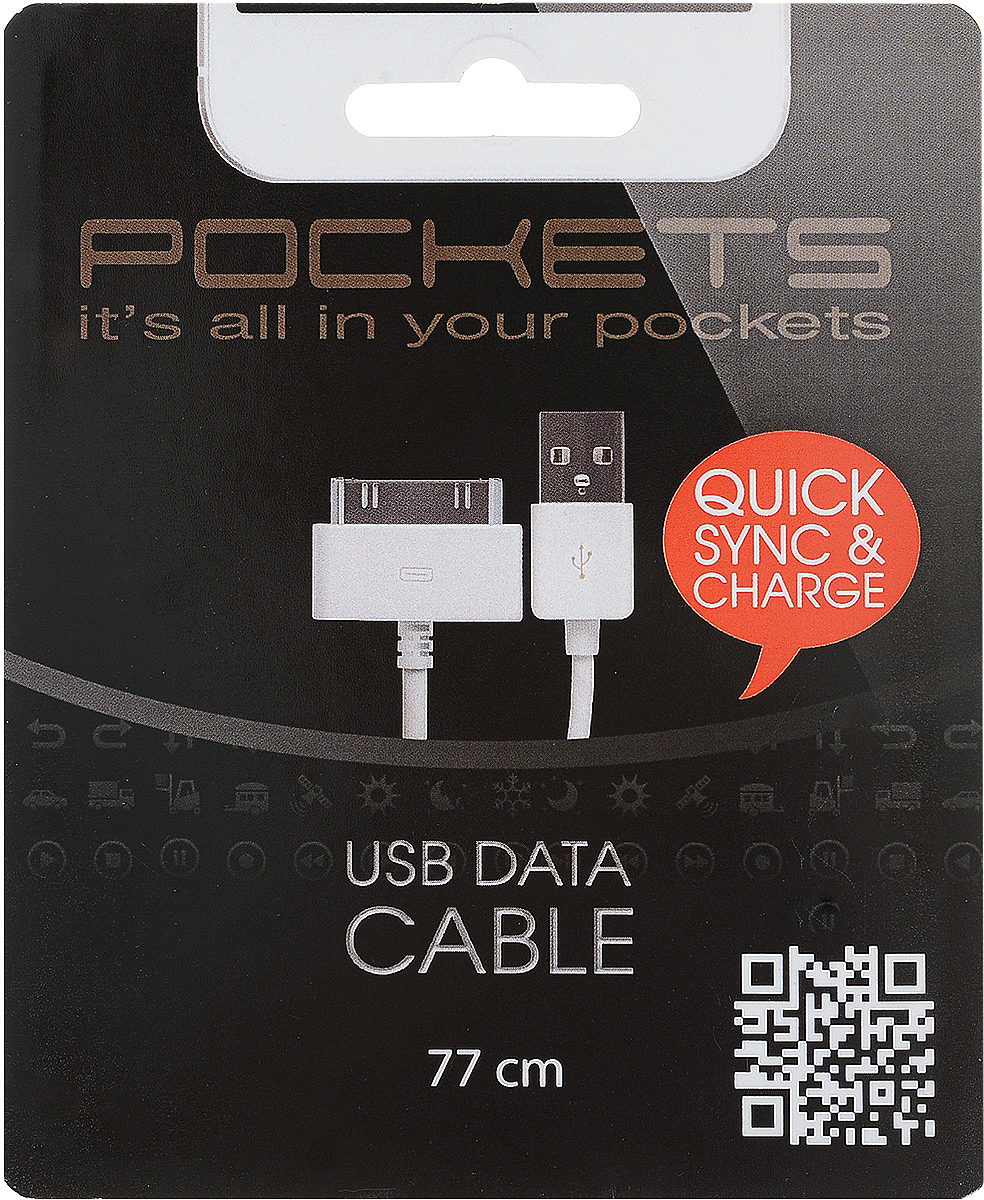 Pockets SPEUSB-004, White кабель USB-30 pin, White (0,77 м)SPEUSB-004 Pockets SPEUSB-004, White кабель USB-30 pin, White (0,77 м)SPEUSB-004Кабель Pockets SPEUSB-004 позволяет выполнять подзарядку аккумулятора мобильных устройств Apple с разъемом 30 pin, либо осуществлять передачу данных на высокой скорости.Протяженности кабеля в 0.77 метра достаточно для обеспечения удобства присоединения в любых условиях, однако при этом он не запутывается.Использование стандарта USB дает возможность присоединять девайсы к любым источникам питания или компьютерам.
