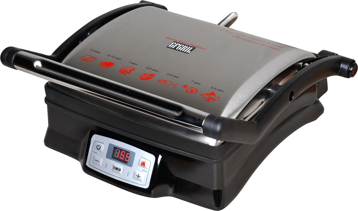 GFgril GF-080 электрогрильGF-080 GFgril GF-080 электрогрильGF-080История компании GFgril восходит к концепции здорового питания, в первую очередь продуктов, приготавливаемых на гриле. В 90-х прошлого века в США и в Австралии, появился уникальный электрогриль, на котором можно было жарить, мясо, рыбу или овощи и при этом не только не ограничивать себя в употреблении сочных поджаристых стейков, но и наоборот, есть их ежедневно. Почему? Благодаря способности электрогриля GFgril удалять из приготавливаемого продукта лишний жир и при этом жарить без масла. Кстати, именно из США в последние годы пришла в Россию мода на мясные гриль- и стейк хаусы (рестораны). При производстве продукции компании GFgril использует многолетний опыт производства и продаж различных контактных электрогрилей продаваемых на рынке в США, а американский потребитель предъявляет особенно высокие требованию к качеству продукции. При этом именно в США производятся одни из самых лучших в мире мясные стейки, что также делает электрогрили GFgril специалистом в данном сегменте. Широкий ассортиментный ряд компании GFgril состоит из разнообразных контактных электрогрилей для использования в домашних условиях. Они легки в использовании, компактны и, самое главное - удаляют из приготавливаемого продукта лишний жир.