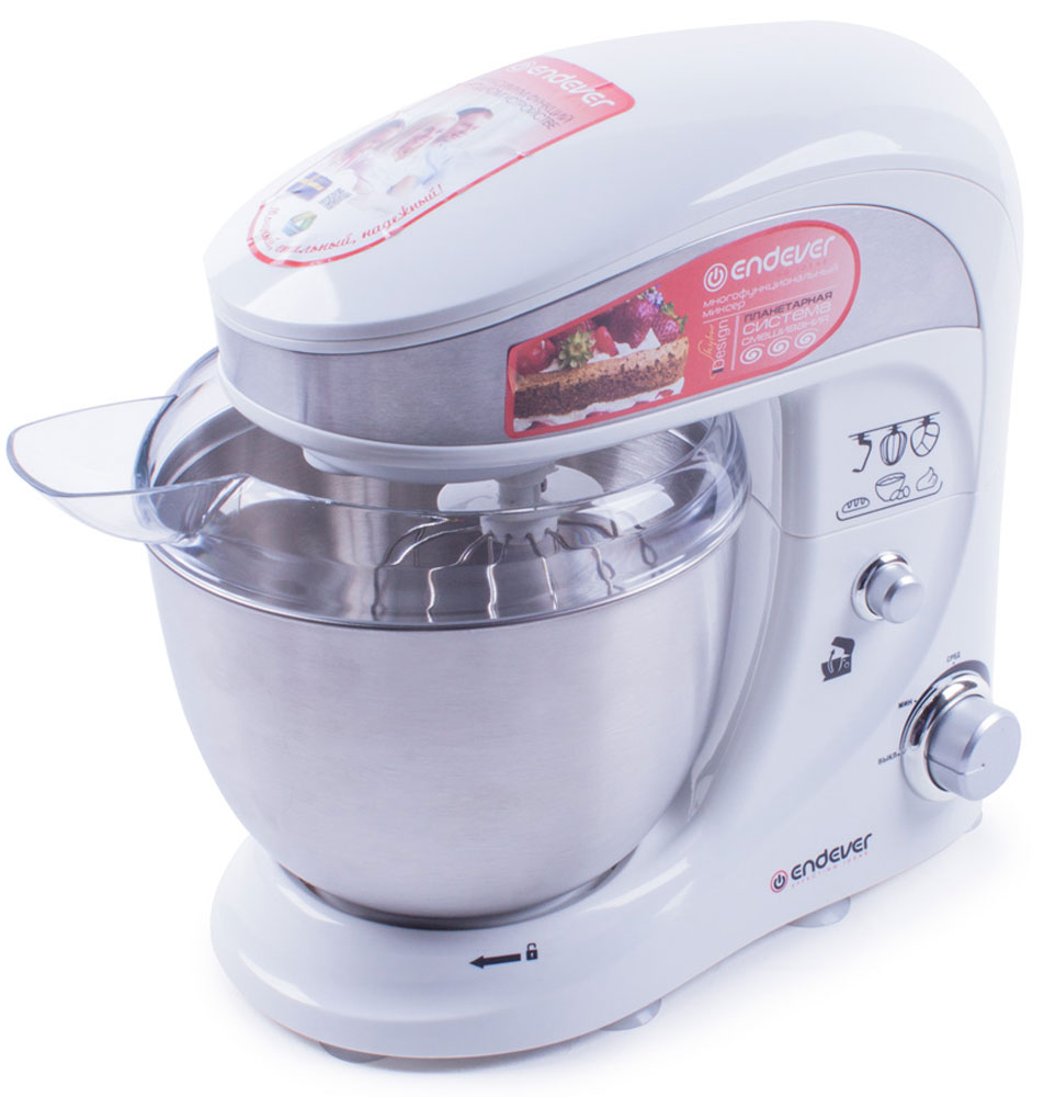 Endever Skyline SM-15 планетарный миксерSM-15 Endever Skyline SM-15 планетарный миксерSM-15С помощью многофункционального миксера с чашей Endever SkyLine SM-15 можно взбивать коктейли, перемешивать тесто, готовить картофельное пюре и разнообразные кондитерские изделия. Уникальная технология планетарного движения, когда венчик совершает обороты в одну сторону, а привод в это время движется по кругу в другую сторону, позволяет достигать непревзойденных результатов в любой работе: будь то вымешивание теста, взбивание белков или сливок, приготовление соусов и кремов. Взбивание и перемешивание осуществляется по всему объему чаши, что дает возможность в итоге получить продукт превосходного качества. Это разработка, произведенная с использованием собственных современных электронных технологий Endever, и, как результат - долговечный и высокопроизводительный прибор с низким уровнем шума. В зависимости от вида и количества продуктов подбирается необходимая скорость от медленного смешивания до высокоскоростного взбивания, которая контролируется в процессе работы специальными датчиками. Низкий уровень шума при работе обеспечивает максимальный комфорт. Кроме того, чаша устройства выполнена из нержавеющей стали, снабжена съемным пластиковым ободом для защиты от брызг и желобом для добавления продуктов в процессе приготовления. Откидывающаяся головка миксера позволяет легко менять насадки и устанавливать чашу на основание миксера.Полный комплект насадок предоставляет огромный выбор возможностей для приготовления разнообразных блюд: различных пюре, коктейлей, соусов, кремов и кондитерских изделий.