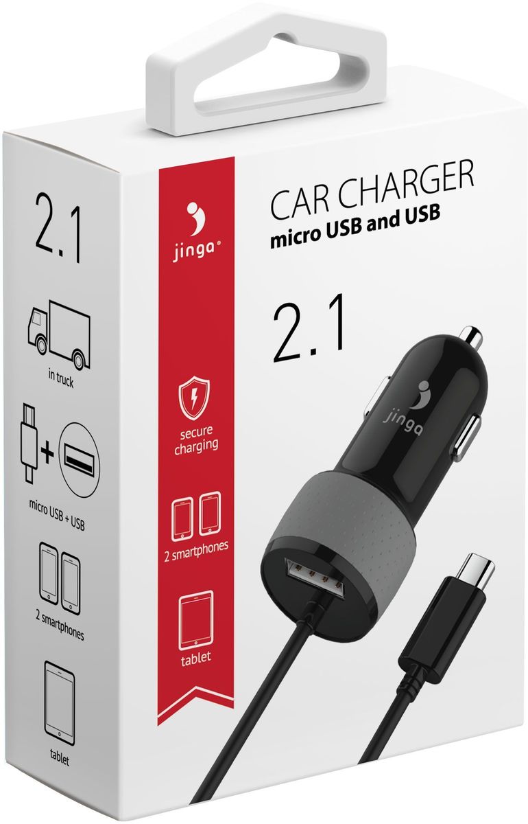 Jinga JinCARM21BL, Black автомобильное зарядное устройствоJinCARM21BL Jinga JinCARM21BL, Black автомобильное зарядное устройствоJinCARM21BLАвтомобильное зарядное устройство JINGA Те, кто большую часть рабочего времени проводят за рулем, оценят возможность купить автомобильное зарядное устройство Jinga micro USB (черное). Что можно отнести к преимуществам использования? Их довольно много:- универсальность — зарядка совместима с КПК, смартфоном, коммуникатором;- наличие разъемов microUSB-USB;- комфортность и простота эксплуатации;- цена устройства делает его покупку возможной для всех.Если нет желания остаться с севшим телефоном в самый неподходящий момент, то необходимо всегда иметь возможность подзарядить свой гаджет. Для автомобилистов лучший вариант решения этого вопроса — зарядное устройство Jinga micro USB.