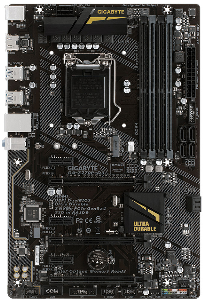 Gigabyte GA-Z270P-D3 материнская платаGA-Z270P-D3 Gigabyte GA-Z270P-D3 материнская платаGA-Z270P-D3Материнская плата Gigabyte GA-Z270P-D3 Soc-1151 Intel Z270 4xDDR4 ATX AC`97 8ch(7.1) GbLAN RAID+HDMI