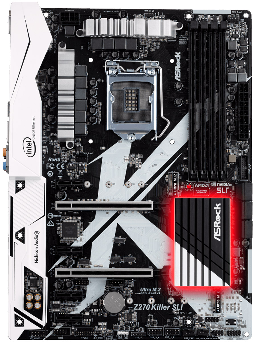 ASRock Z270 Killer SLI материнская платаZ270 KILLER SLI ASRock Z270 Killer SLI материнская платаZ270 KILLER SLIМатеринская плата Asrock Z270 KILLER SLI Soc-1151 Intel Z270 4xDDR4 ATX AC`97 8ch(7.1) GbLAN RAID+DV