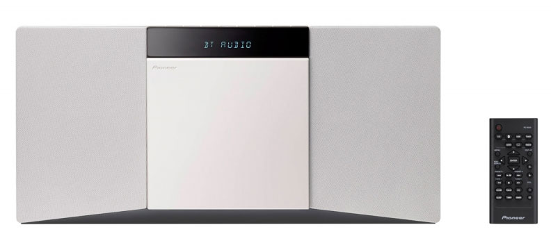 Pioneer X-SMC02-W, White микросистемаX-SMC02-W Pioneer X-SMC02-W, White микросистемаX-SMC02-WЕсли вы любите постоянно слушать музыку, но у вас в помещении недостаточно места, вот вам идеальное решение. Будучи помещенным в простой компактный корпус, который можно разместить на полке либо установить на стену, X-SMC02 позволяет прослушивать песни через аудиовход/USB/Bluetooth, проигрывать компакт-диски либо наслаждаться программами FM-радио. Активируемая через аудиовход функция автоматического пробуждения обеспечивает беспрепятственное мгновенное воспроизведение со смартфонов или цифровых аудиоплееров. Наслаждайтесь заполняющим всю комнату стереофоническим звучанием, производимым направленными наружу акустическими системами.2*10Вт, CD/USB/FM/AUX/Bluetooth, Часы, таймер сна, крепление на стену
