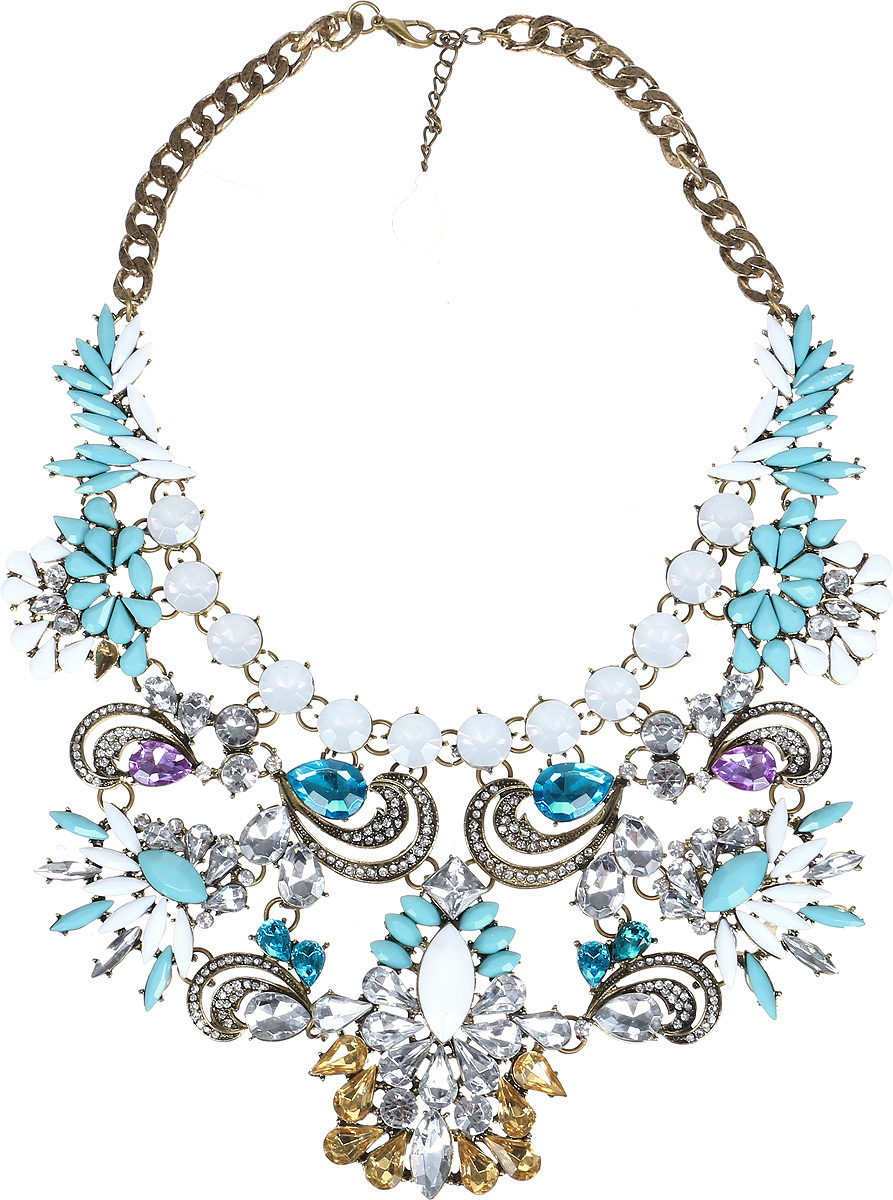 Колье Taya, цвет: золотистый, синий. T-B-11889-NECK-GL.BLUEКолье (короткие одноярусные бусы) Колье Taya, цвет: золотистый, синий. T-B-11889-NECK-GL.BLUEКолье (короткие одноярусные бусы)Колье-чокер в классическом исполнении выполнено из гипоаллергенного бижутерного сплава. Колье имеет надежную застежку-карабин с регулирующей длину цепочкой.Массивное ожерелье, представляет собой сочетание множеств цветов и различных камней. При этом образует интересный стильный орнамент с сочетанием прозрачных кристаллов и матовых вставок.
