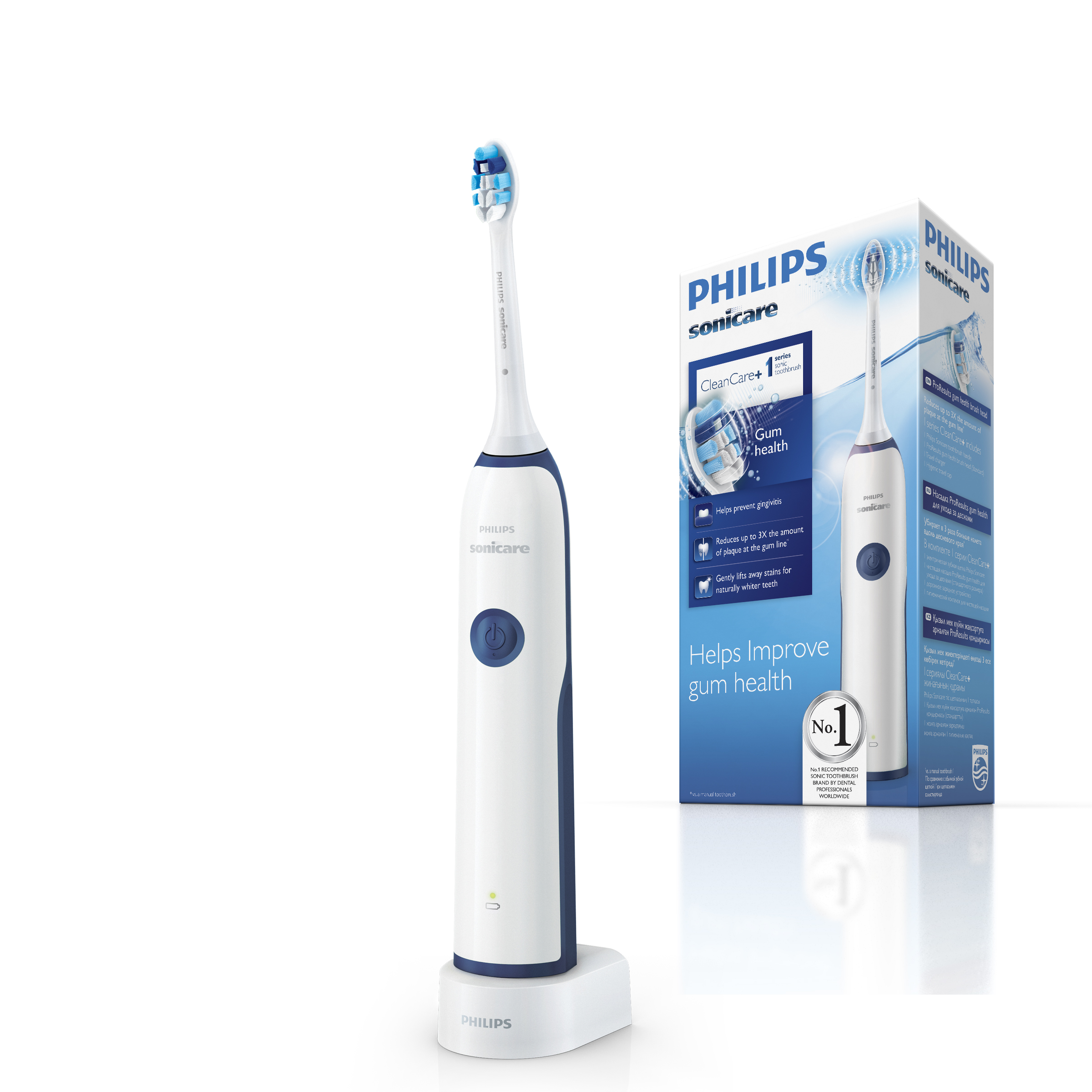 Philips CleanCare+ HX3292/28 звуковая зубная щеткаHX3292/28 Philips CleanCare+ HX3292/28 звуковая зубная щеткаHX3292/28№1 бренд звуковых зубных щеток рекомендуемый стоматологами всего мира. На основании опроса более 4500 зубных врачей, Приоритиз Ресерч, 2012. Более 20лет клинических исследований Sonicare.Ирригационный эффект технологии Sonicare способствует более качественному удалению зубного налета из труднодоступных участков полости рта и вдоль линии десен. Удаляет до 3 раз больше налета по сравнению с обычной зубной щеткой*. Помогает поддерживать естесственную белизну зубов. В комплекте 1 насадка В комплекте 1 насадка ProResults Gum Health (мягкие щетинки).Таймер с 30-секундным интервалом сообщает об окончании чистки каждого квадранта полости рта. Подходит для использования при наличии пломб, коронок, брекетов и других ортодонтических конструкций. Функция EasyStart постепенно увеличивает интенсивность чистки в течение первых 14 процедур, что помогает постепенно привыкнуть к Sonicare после использования обычной зубной щетки. *Milleman J; Milleman K; Argosino K; Ou S; Souza S; Starke M; Wery S; Ward M., 2015
