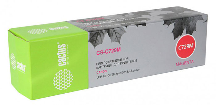 Cactus CS-C729M, Magenta тонер-картридж для Canon i-Sensys LBP-7010C/ LBP-7018CCS-C729M Cactus CS-C729M, Magenta тонер-картридж для Canon i-Sensys LBP-7010C/ LBP-7018CCS-C729MКартридж Cactus CS-C729M для лазерных принтеров Canon i-Sensys.Расходные материалы Cactus для печати максимизируют характеристики принтера. Обеспечивают повышенную четкость изображения и плавность переходов оттенков и полутонов, позволяют отображать мельчайшие детали изображения. Обеспечивают надежное качество печати.