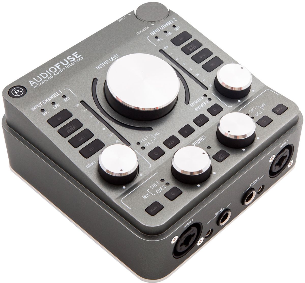 Arturia Audiofuse, Space Gray аудиоинтерфейсMCI53479 Arturia Audiofuse, Space Gray аудиоинтерфейсMCI53479Аудио интерфейс, 24бит/192кГц, 14x14 (аналоговых 4x4) входов/выходов, 2xXLR микрофонных входа, встроенный микрофон, 2х1/4 TRS Jack выхода на наушники, S/PDIF, Word Clock, ADAT, MIDI, USB-концентратор на 3 порта, цвет серый