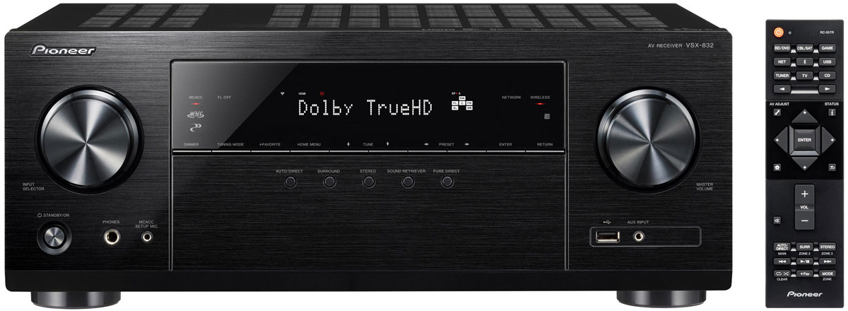 Pioneer VSX-832-S, Silver AV ресивер471902 Pioneer VSX-832-S, Silver AV ресивер4719025.1-канальный ресивер Pioneer VSX-832 с мощностью 130 Вт на канал, имеет всё необходимое для потоковой передачи данных, с поддержкой Dolby Atmos и dts:X с Surround Enhancer, 4K Ultra HD, Video-Scaler, 4 HDMI-входами, HDCP 2.2.Модель VSX-832 со своими пятью мощными выходными каскадами Direct-Energy может превратить и вашу гостиную в кинотеатр Dolby Atmos. При этом благодаря нашей новой разработке Surround Enhancer для VSX-832 не нужны задние динамики. Таким образом, при использовании динамиков с поддержкой Dolby Atmos достаточно только двух передних динамиков и одного центрального для создания охватывающего трехмерного звучания нового объектно-ориентированного аудиоформата.Через свои четыре входа HDMI модель VSX-832 уже сейчас обрабатывает будущий Ultra HD видеоформат 4K (60p, 4:4:4, 24 бит) со всеми динамическими расширениями HDR, поэтому ваш домашний кинотеатр в течение многих лет будет находиться на самом современном уровне. Для прослушивания музыки даже не нужно подключать источник сигнала. Потому что VSX-832 сам для себя является источником программ благодаря встроенным сервисам потоковой передачи Spotify, Tidal и Deezer.Сохраненную локально музыку вы можете воспроизводить через WiFi, Bluetooth и AirPlay, а также (после обновления прошивки) с помощью встроенной технологии Chromecast или PlayFi - для любого формата файлов, любого смартфона или планшета, любого ПК или сетевого накопителя ресивер всегда предложит подходящую технологию потоковой передачи. То есть, и при просмотре фильмов, и при прослушивании музыки Pioneer VSX-832 ничего не требует от вас, а сам полностью подстраивается под ваши желания.Мощность: 130 ВтВходное сопротивление: 47 кОмКоличество предустановленных станций: 40