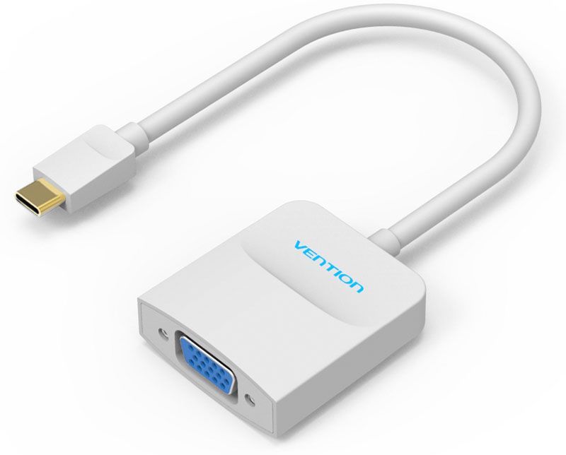 Vention USB Type C M - VGA 15F, White мультимедиа конвертерCGFWB Vention USB Type C M - VGA 15F, White мультимедиа конвертерCGFWBДанный конвертер преобразует цифровой USB 3.1 Type-C сигнал, в аналоговый VGA видео сигнал. Таким образом вы можете подключить современные устройства со стандартом разъема USB 3.1 Type-C, к оборудованию с разъемом VGA. Адаптер поддерживает технологию Plug and Play, тем самым, не требуя установки дополнительного программного обеспечения и драйверов. При подключении мониторов с большим разрешением, а так же передаче видео сигнала, по средствам кабеля длиной более 3 метров, использование дополнительного питания не потребуется, так как конвертер будет питаться от порта USB.Продукция соответствует следующим сертификатам: RoHS, CE, FCC, TIA, ISOТип разъема: вход: USB 3.1 Type-C M > выход: VGA 15FПоддержка: VGA(1080p) ; USB 3.1Пропускная способность интерфейса: до 10 Гбит/сек.Материал проводника: чистая бескислородная медьМатериал корпуса: АБС-пластикДлина (м): 0.15Цвет: белый