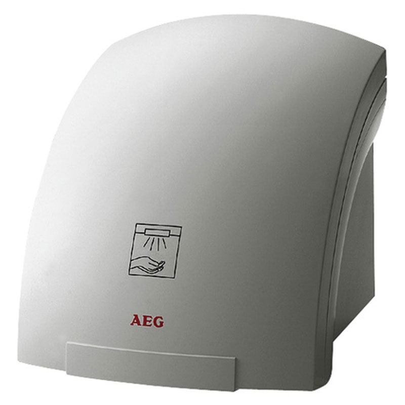 AEG HE 181 сушилка для рук30063 AEG HE 181 сушилка для рук30063Сушилка для рук AEG HE 181 применяется для гигиенического подсушивания рук в местах общественного пользования и в быту. Оснащена встроенным инфракрасным датчиком приближения, автоматически запускающим вентилятор и нагрев. Брызгозащищенный пластиковый корпус.Рассчитана минимум на 10000000 включений, что в 2 раза превышает ресурс производителей-конкурентовОснащена встроенным инфракрасным датчиком, который автоматически включает прибор при приближении рук и выключает его через 3 секунды после того, как прибором прекратили пользоваться. Это значительно экономит электроэнергиюВысокомощный нагревательный элемент и особая инновационная конструкция корпуса позволяют создать поток воздуха до 146 м3 в час, высушивающий руки всего за 20 секундПрибор прост в эксплуатации, не производит мусора, не нуждается в техническом обслуживании и не требует переукомплектовывания после определенного периода использования